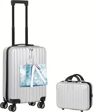 14 20 Inch Hardshell Carry-On Luggage Set with 360 Spinner Wheels  Ultra-Lightweight, Expandable, TSA Lock  Durable for Travel (Silver)