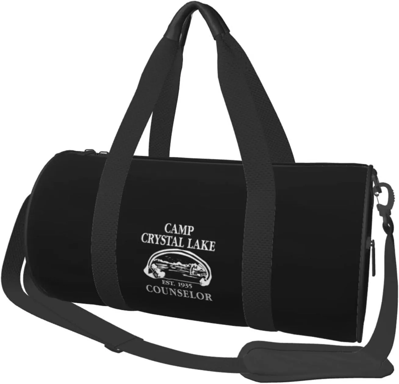 1980 Camp Crystal Lake Counselor Convertible Garment Bag with Shoulder Strap, Carry on Garment Duffel Bag for Men Women - Rolling Foldable for Travel Luggage Bags (Black)