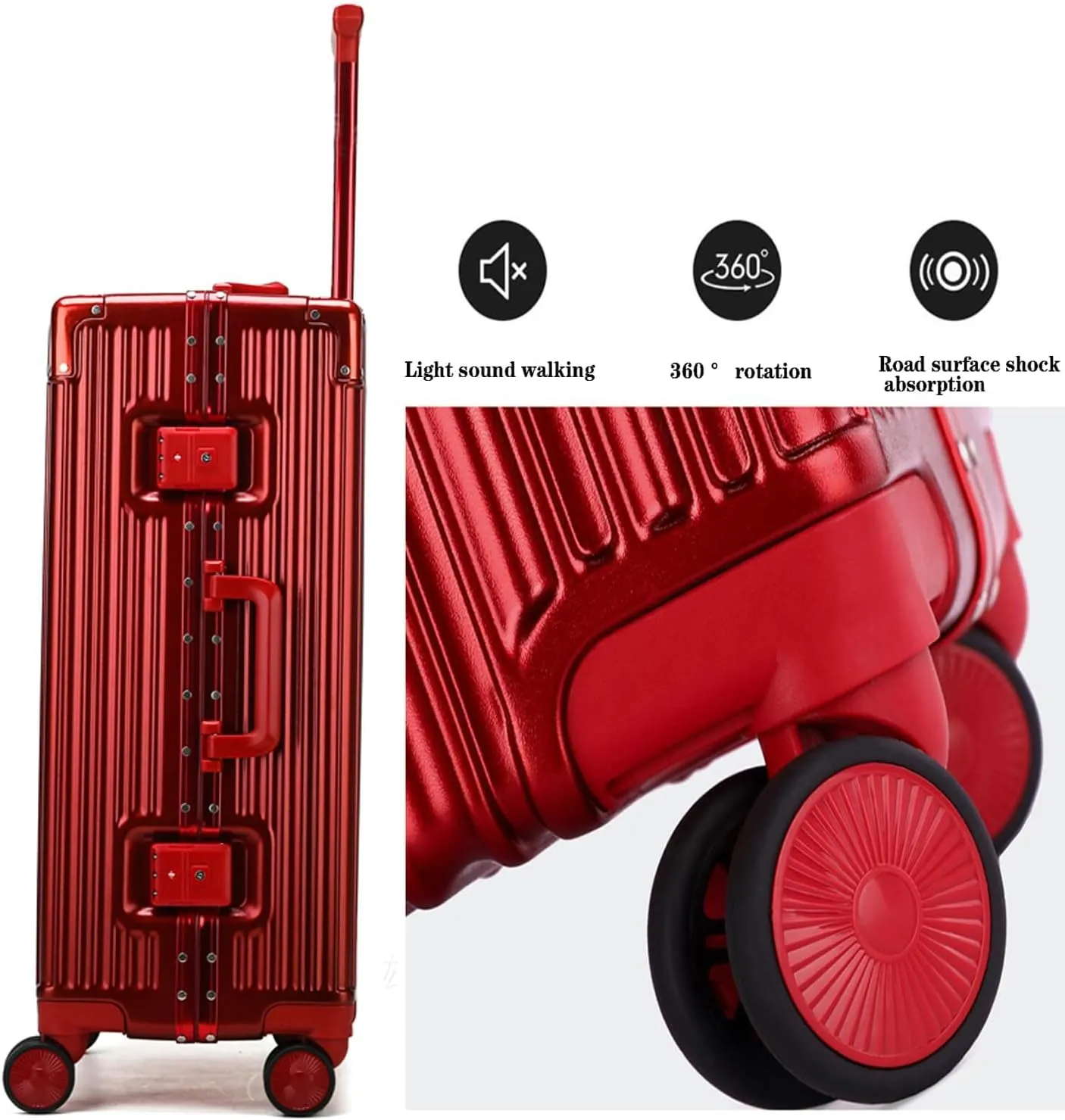 22in Aluminum Frame Carry-On Suitcase - Durable ABS PC with 4 Spinner Wheels, Blue Luggage for Travel(Blue,22in)