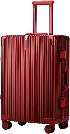 22in Aluminum Frame Carry-On Suitcase - Durable ABS PC with 4 Spinner Wheels, Blue Luggage for Travel(Red,22in)