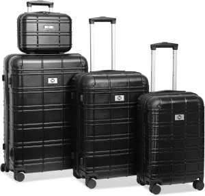 4 Pcs Luggage Sets ABS PC Hardshell, Hardside Lightweight Durable Suitcase Sets Spinner Wheels Suitcase with TSA Lock (12/20/24/28),Black