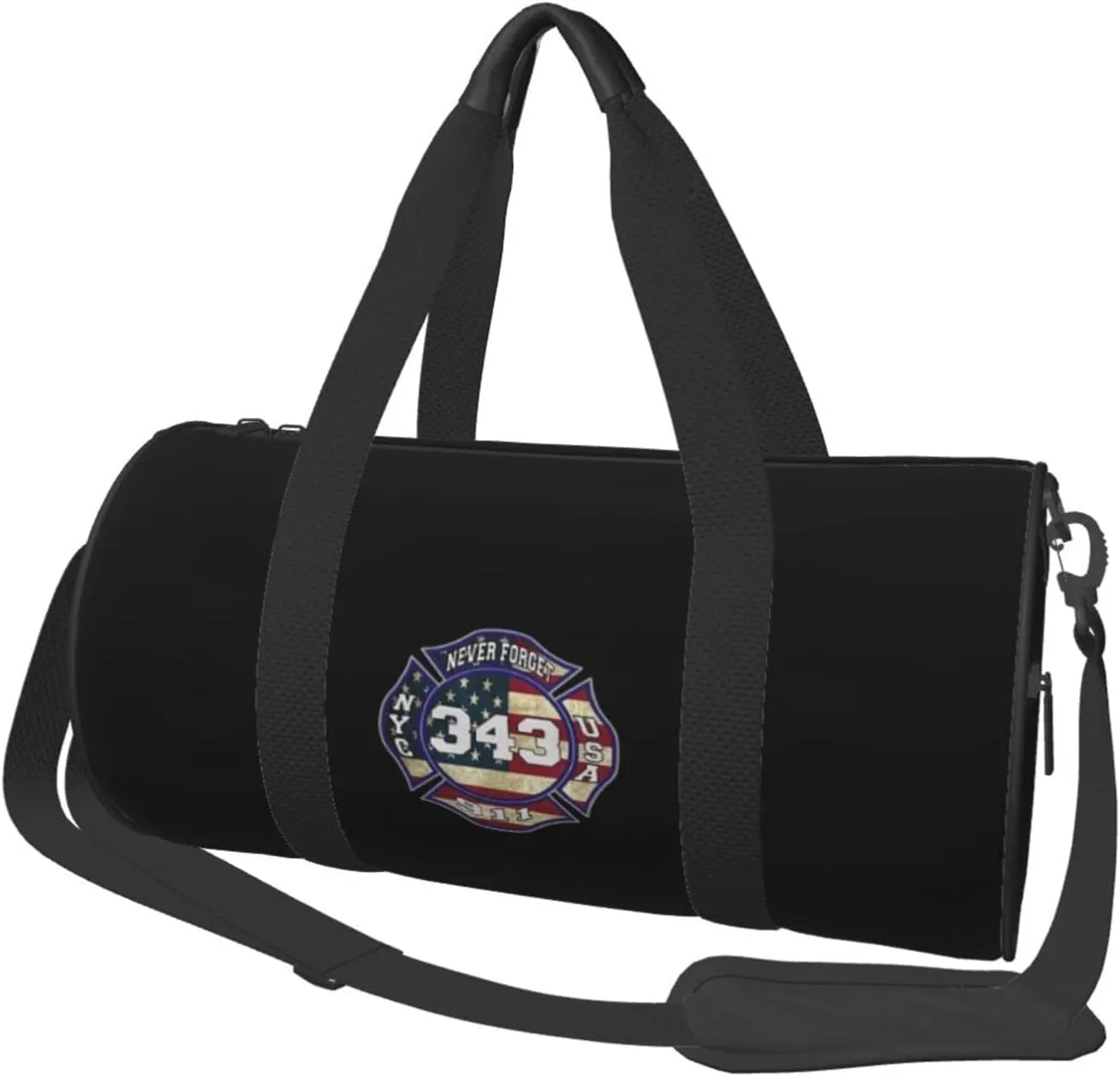 911 343 Fallen Firefighters Remembrance Convertible Garment Bag with Shoulder Strap, Carry on Garment Duffel Bag for Men Women - Rolling Foldable for Travel Luggage Bags (Black)