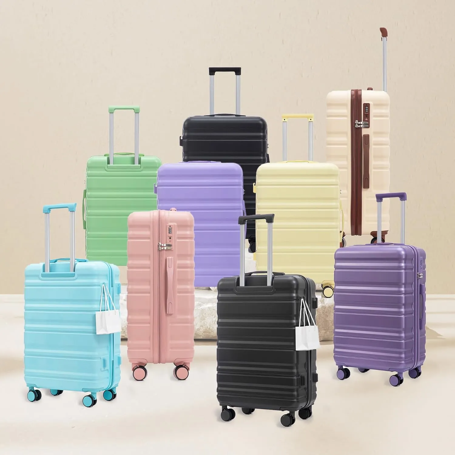 ABS Spinner Wheel Luggage - Carry-On Suitcase with TSA Lock, Durable & Waterproof, Large Capacity, Ergonomic Handle, Black