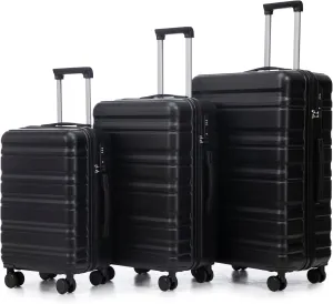 ABS Spinner Wheel Luggage - Carry-On Suitcase with TSA Lock, Durable & Waterproof, Large Capacity, Ergonomic Handle, Black