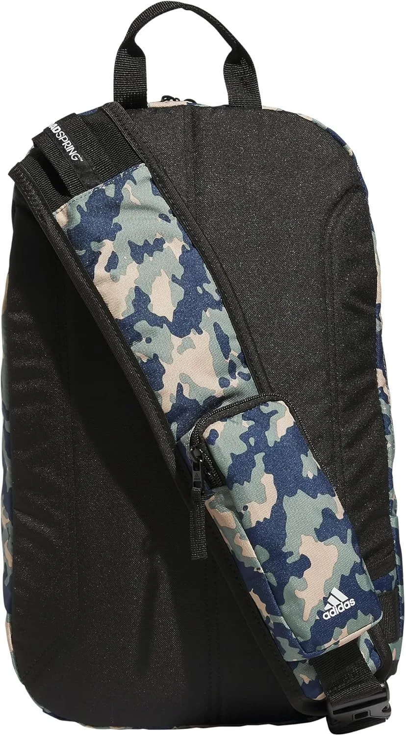 adidas Prime Sling-Single Strap Crossbody Backpack, Essential Camo Crew Navy-Silver Green/Black/White, One Size