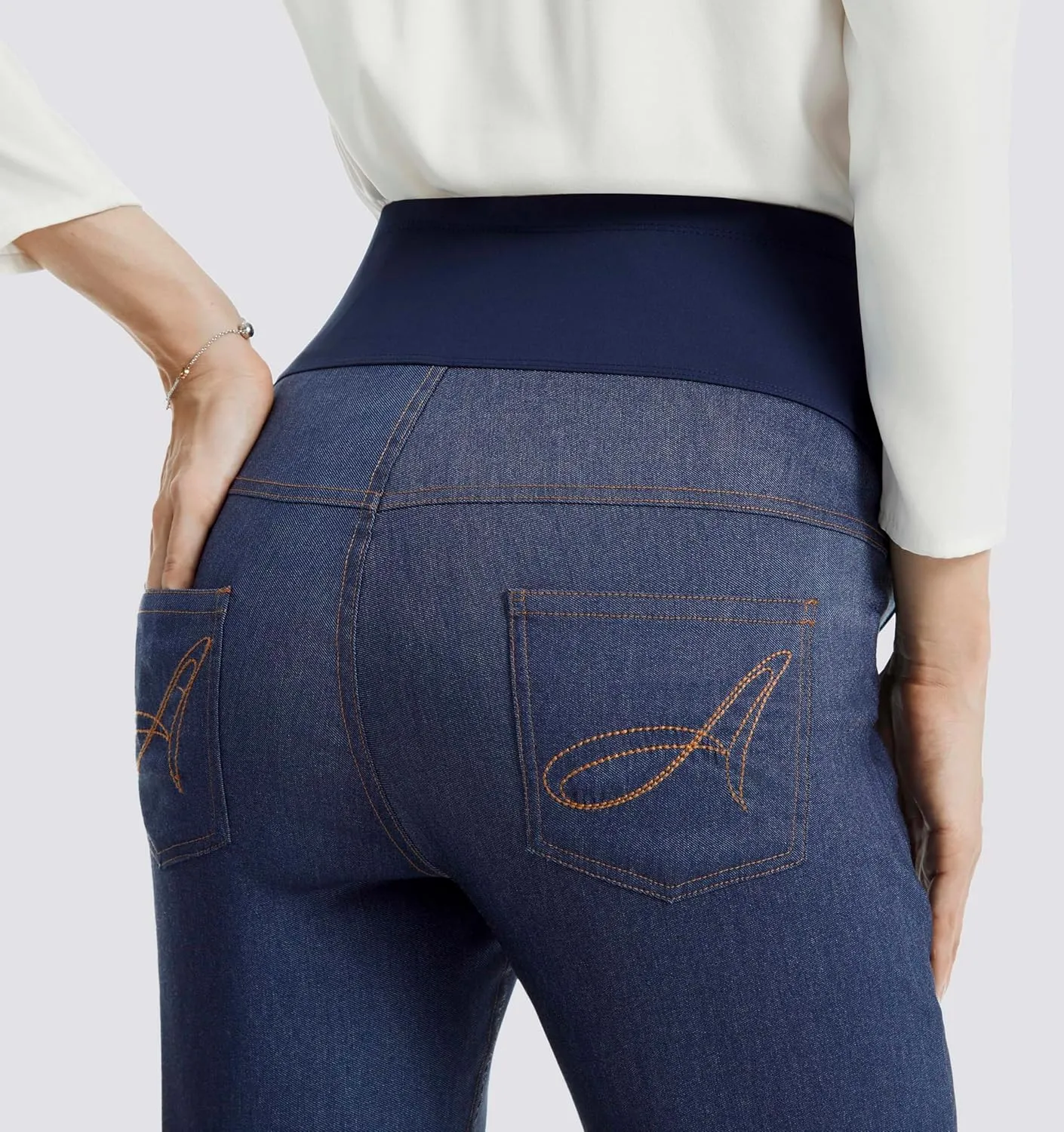 AFITNE Women's Maternity Jeans Over The Belly Stretchy Pull On High Waist Skinny Pregnancy Denim Pants with Pockets 28/30