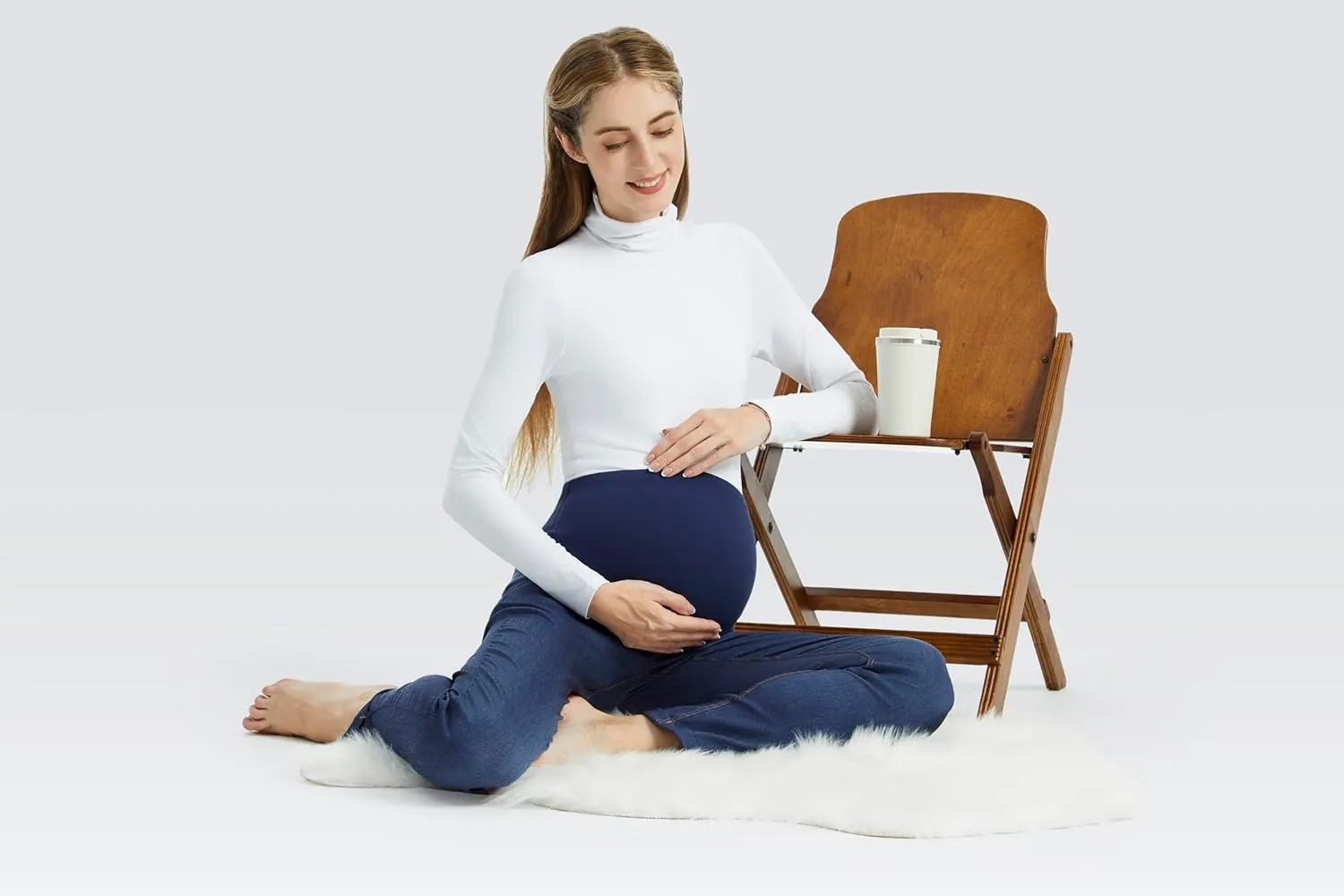 AFITNE Women's Maternity Jeans Over The Belly Stretchy Pull On High Waist Skinny Pregnancy Denim Pants with Pockets 28/30