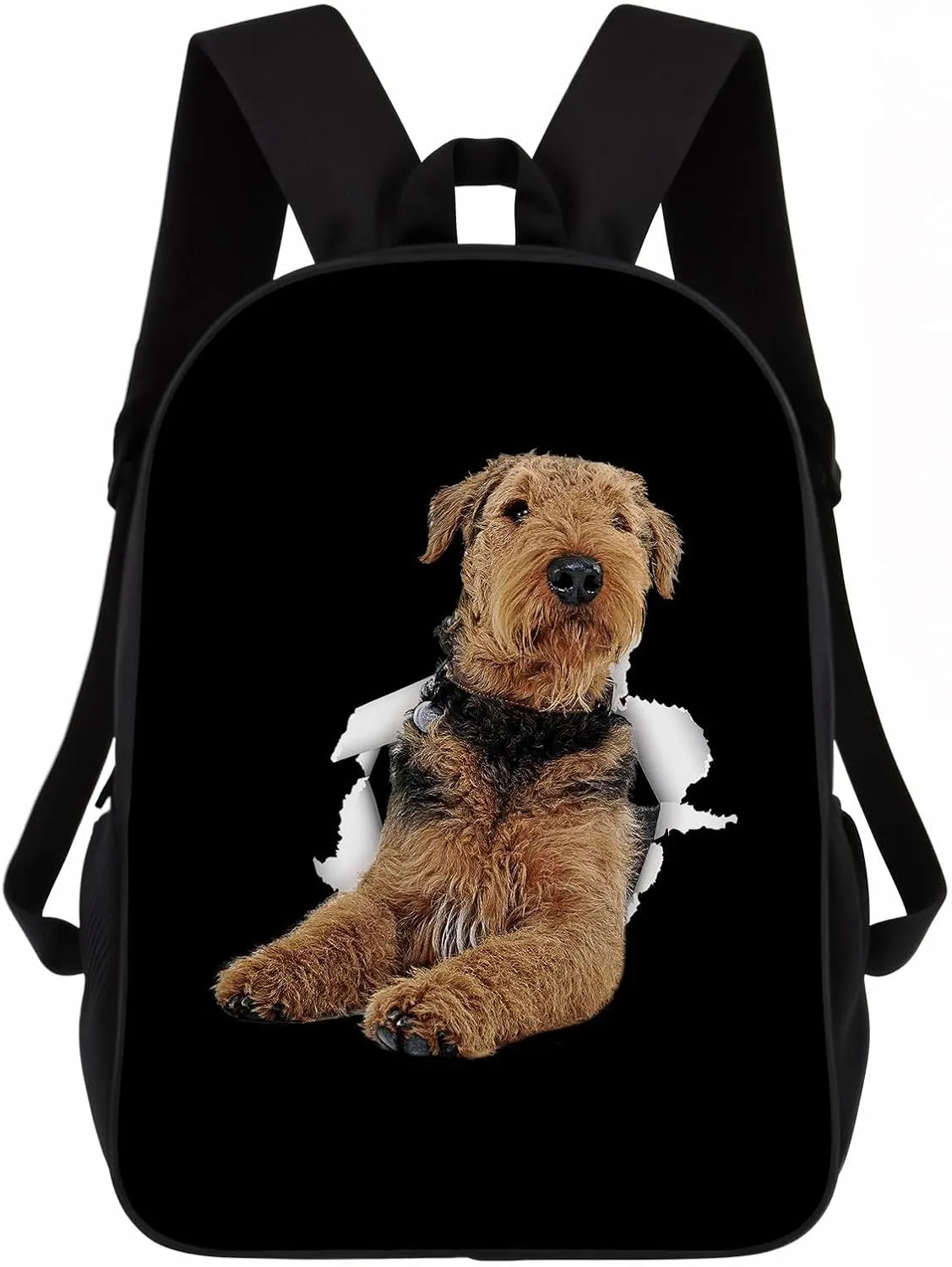 Airedale Backpack Daypack Lovely Dog Print Bookbag Laptop Bag For Work Travel Hiking 17 Inch Black Lightweight Style 3