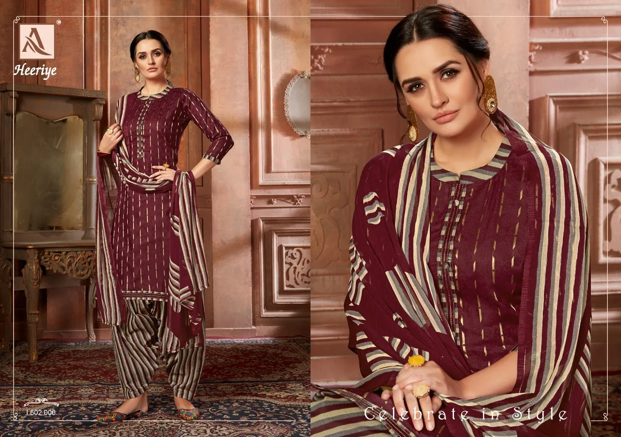 Alok Suits Heeriye Jacquard Cotton Fancy Work Salwar Suits