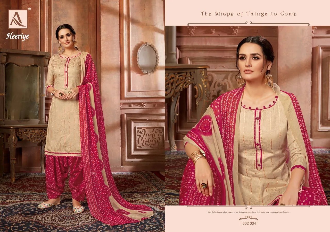 Alok Suits Heeriye Jacquard Cotton Fancy Work Salwar Suits