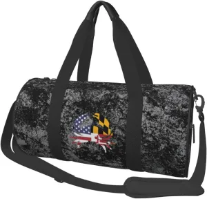 America Maryland Flag Crab Convertible Garment Bag with Shoulder Strap, Carry on Garment Duffel Bag for Men Women - Rolling Foldable for Travel Luggage Bags (Black)