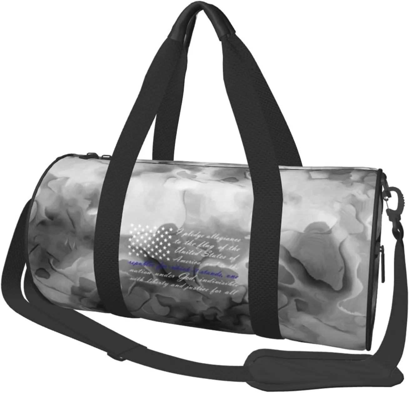 American Flag Pledge of Allegiance Convertible Garment Bag with Shoulder Strap, Carry on Garment Duffel Bag for Men Women - Rolling Foldable for Travel Luggage Bags (Black)