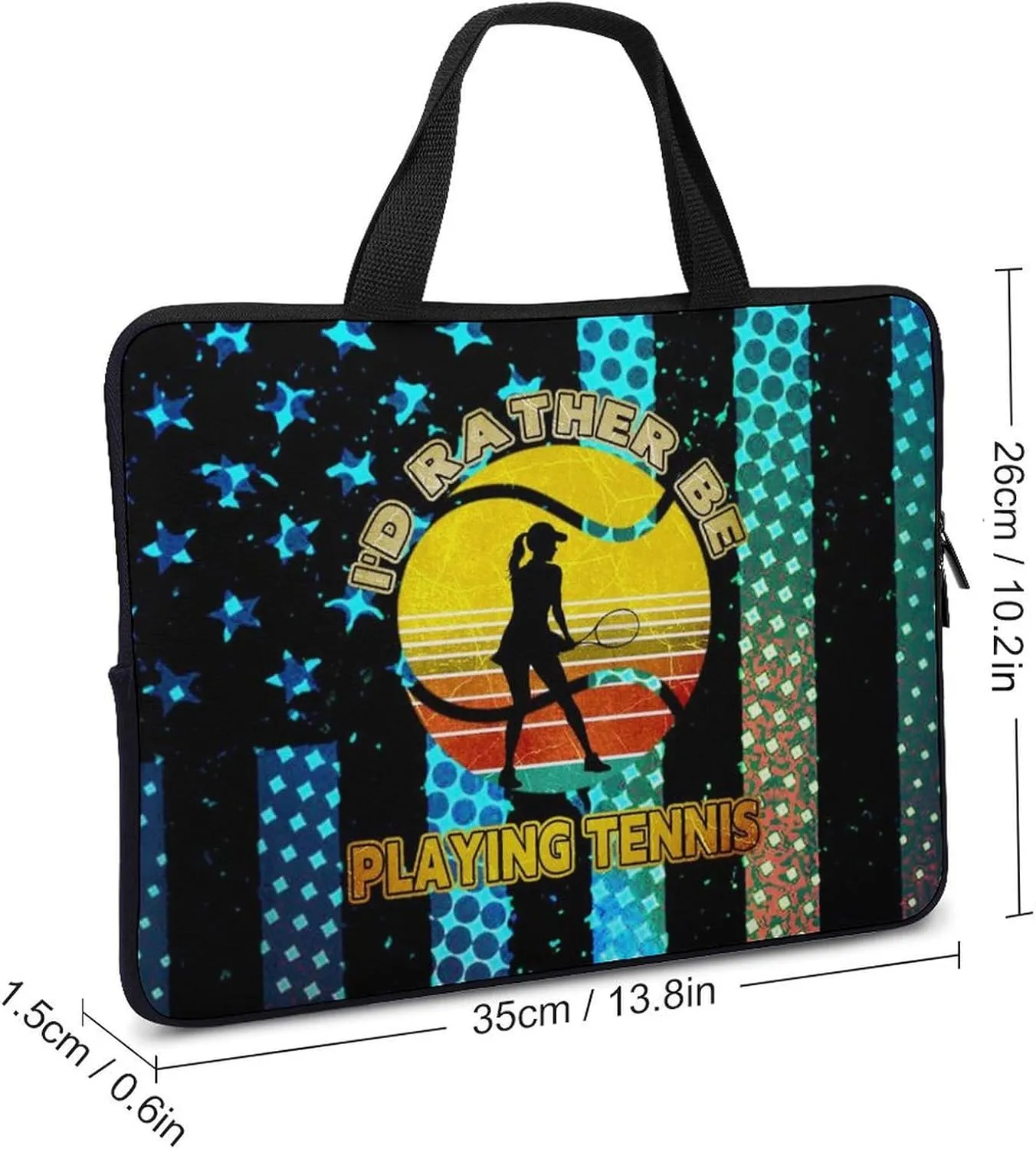 American Flag Vintage Tennis Laptop Bag Laptop Case Computer Messenger Bag with Adjustable Shoulder Strap