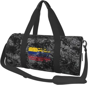 American Venezuelan Flag Convertible Garment Bag with Shoulder Strap, Carry on Garment Duffel Bag for Men Women - Rolling Foldable for Travel Luggage Bags (Black)