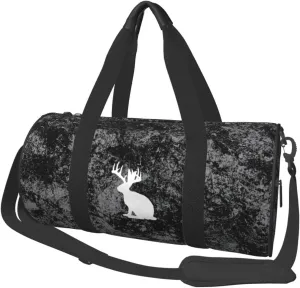 Antlers Rabbits Convertible Garment Bag with Shoulder Strap, Carry on Garment Duffel Bag for Men Women - Rolling Foldable for Travel Luggage Bags (Black)