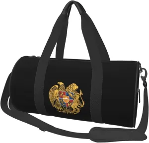 Armenian National Emblem Convertible Garment Bag with Shoulder Strap, Carry on Garment Duffel Bag for Men Women - Rolling Foldable for Travel Luggage Bags (Black)