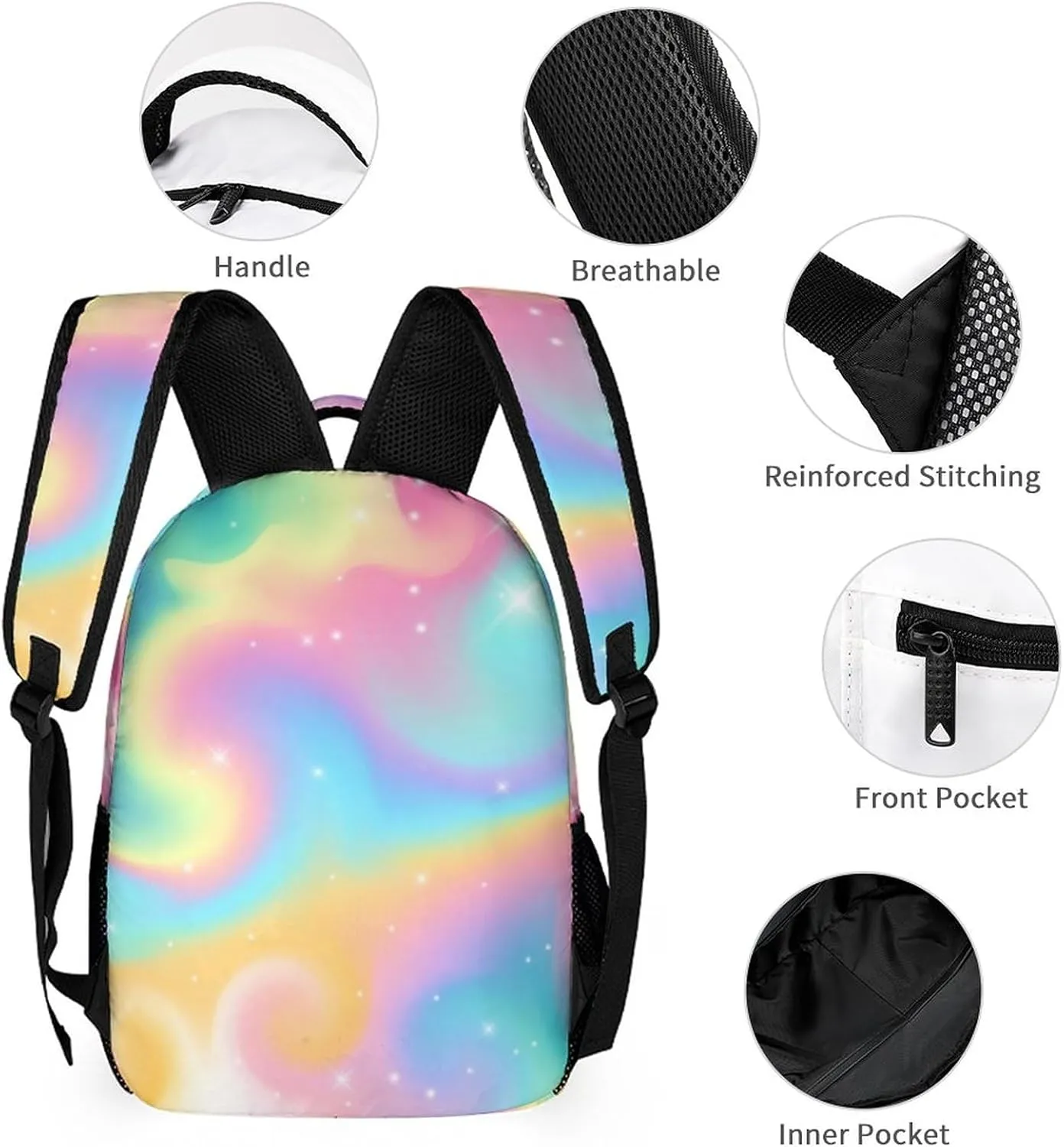 Artsadd Custom Backpack with Name Personalized Mermaid Name Backpack Travel Laptop Backpack 3 Piece Backpack Set