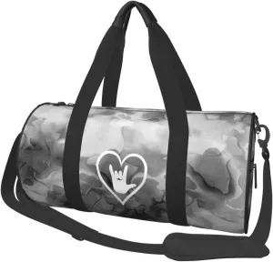 ASL (American Sign Language) I Love You Convertible Garment Bag with Shoulder Strap, Carry on Garment Duffel Bag for Men Women - Rolling Foldable for Travel Luggage Bags (Black)