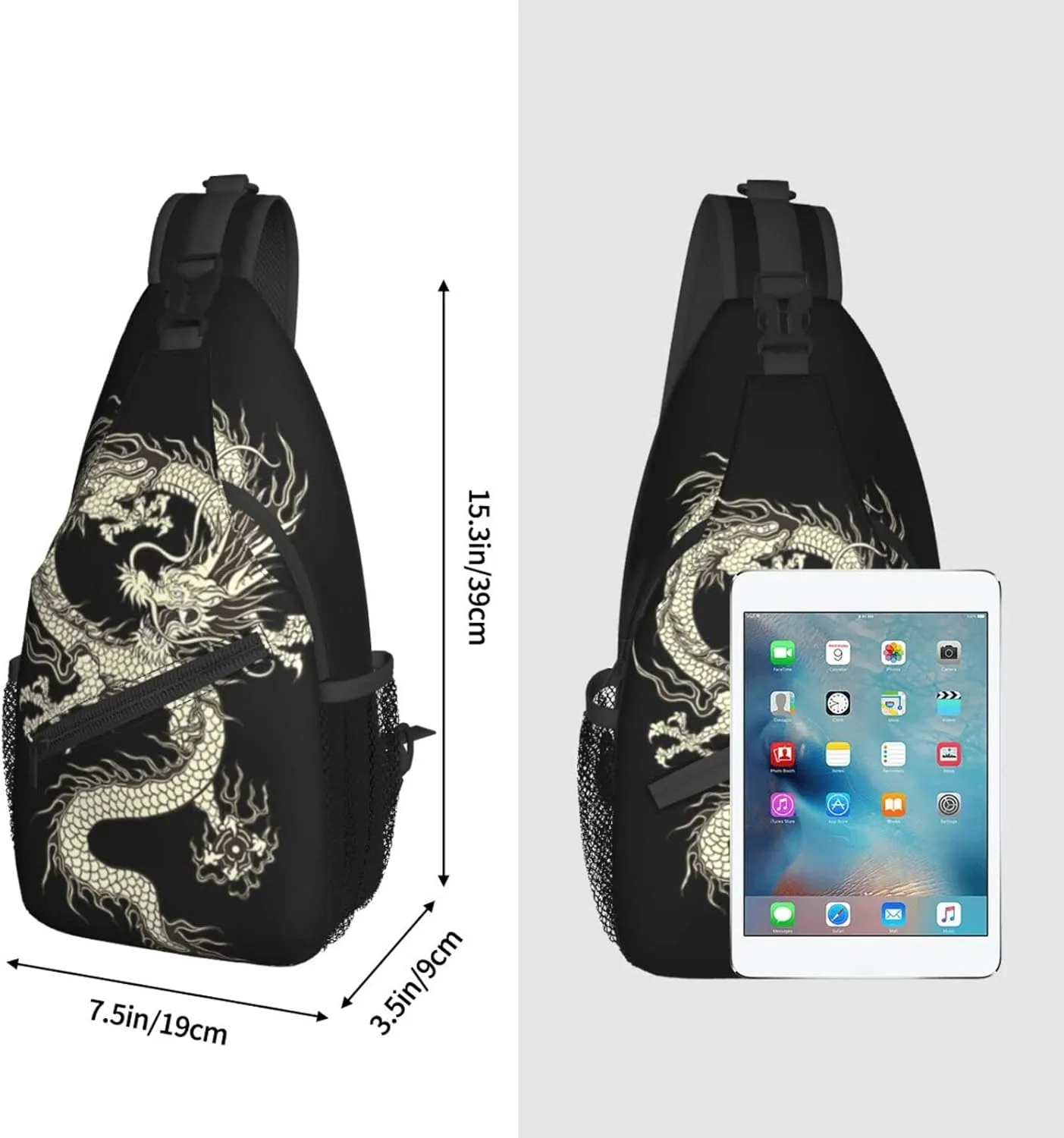 ASYG Dragon Pattern Sling Bag Crossbody Chest Daypack Casual Backpack Cool Shoulder Bag For Travel Hiking Sport Gym