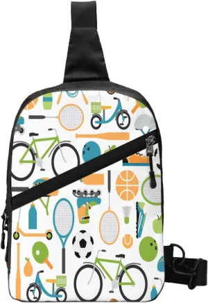 Ball Shuttlecocks Bowling Tennis Baseball Sling Bag for Men Women, Small Crossbody Sling Backpack Shoulder Chest Bag, Anti Theft Travel Hiking Sports