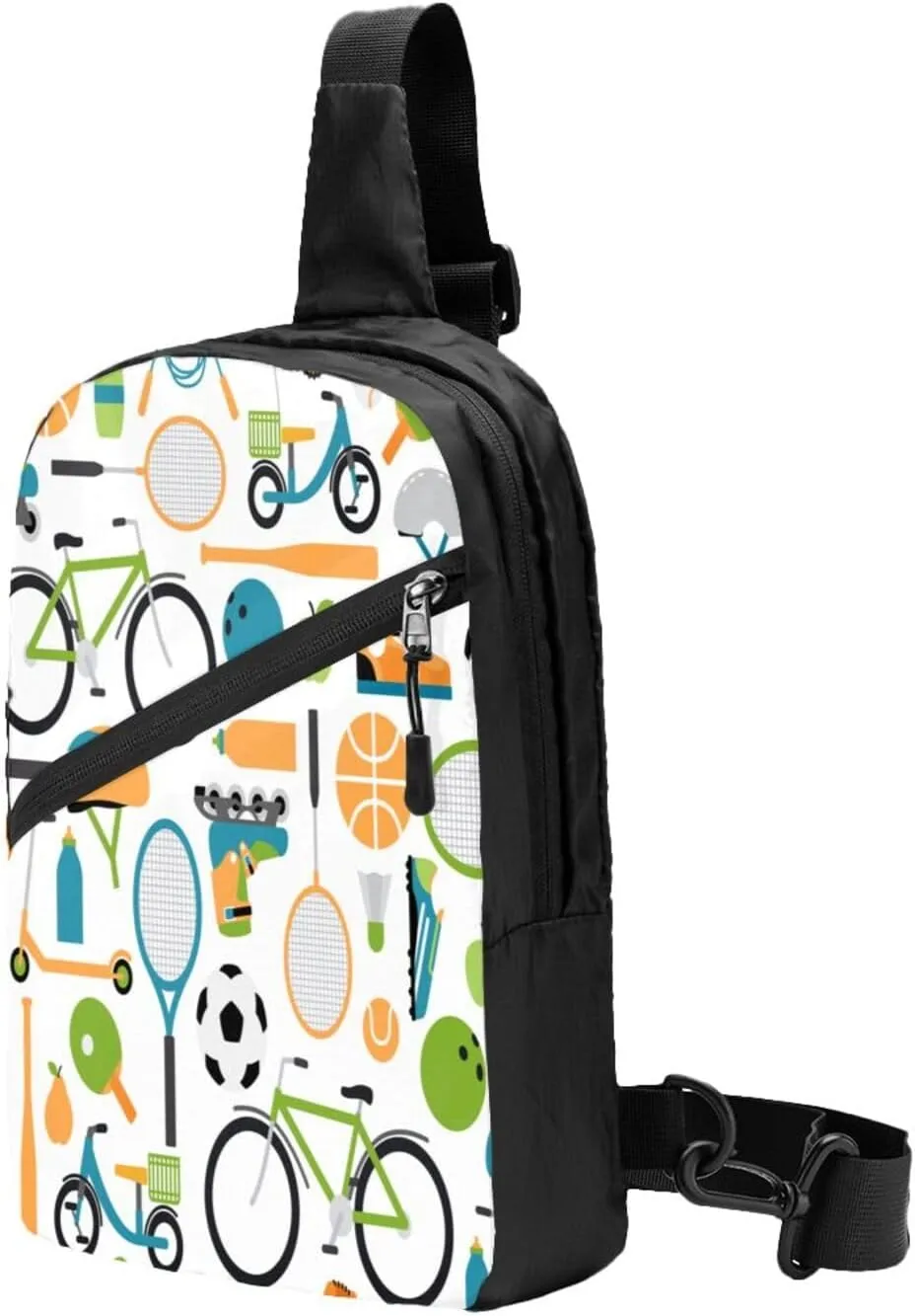 Ball Shuttlecocks Bowling Tennis Baseball Sling Bag for Men Women, Small Crossbody Sling Backpack Shoulder Chest Bag, Anti Theft Travel Hiking Sports