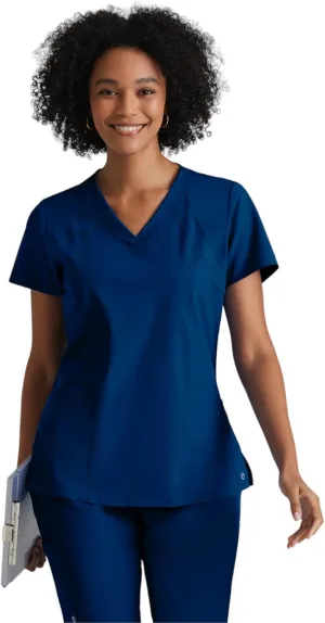 BARCO ONE  Womens Racer Top, V-Neck Medical Scrub Top w/ 4 Pockets and 360 Spandex Stretch Fabric