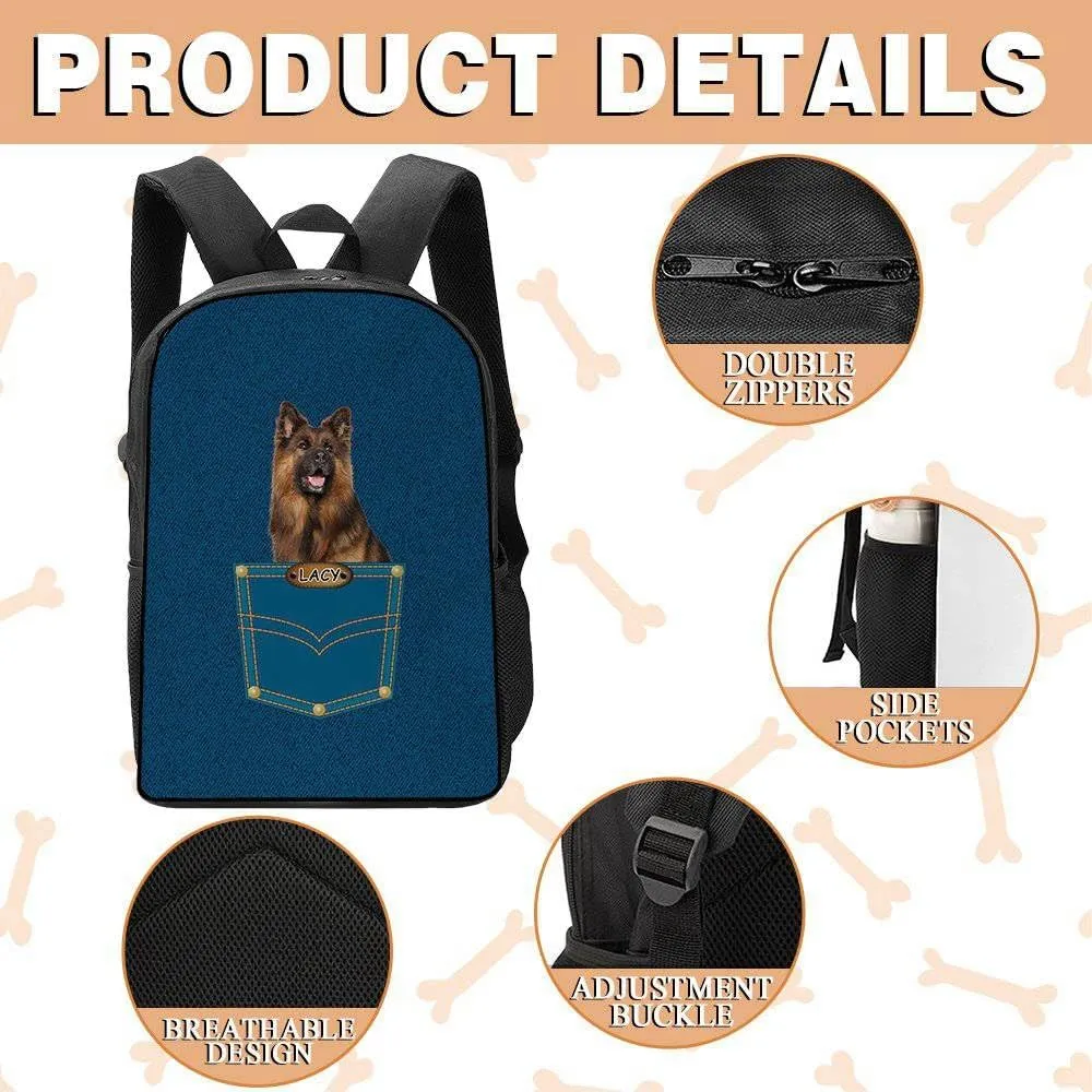 Basenji Backpack Bookbag Custom Blue Jeans Print Daypack Laptop Bag for Work Travel Hiking 17 Inch Lightweight Style 2
