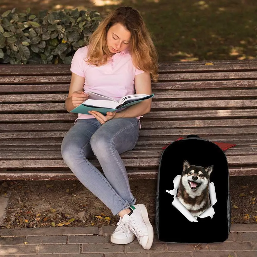 Basset Hound Backpack Daypack Lovely Dog Print Bookbag Laptop Bag For Work Travel Hiking 17 Inch Black Lightweight Style 1