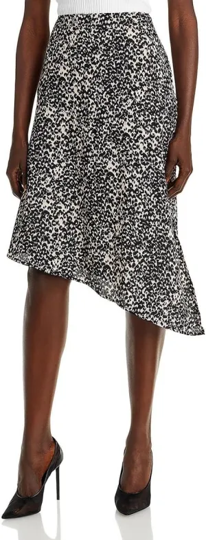 BCBGMAXAZRIA Women's Asymmetrical Fit and Flare Ruffle Side Slit High Low Skirt