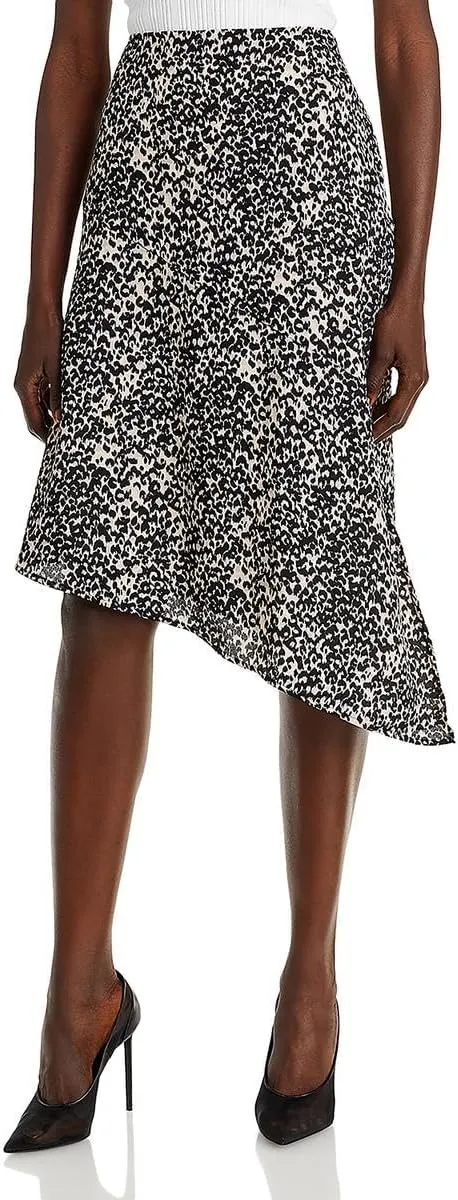 BCBGMAXAZRIA Women's Asymmetrical Fit and Flare Ruffle Side Slit High Low Skirt