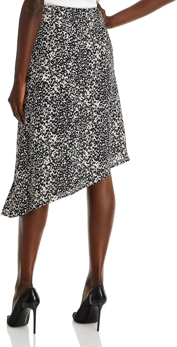 BCBGMAXAZRIA Women's Asymmetrical Fit and Flare Ruffle Side Slit High Low Skirt