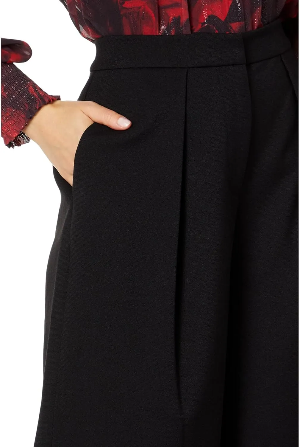 BCBGMAXAZRIA Women's High Waisted Wide Leg Zipper Pant