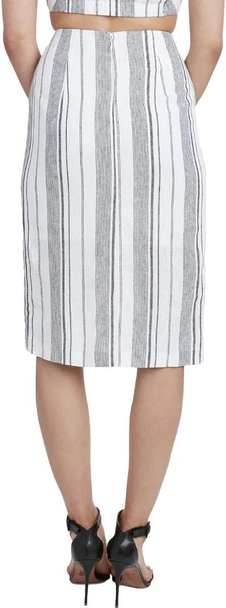 BCBGMAXAZRIA Women's Midi Skirt with High Low Hem and Wrap Detail
