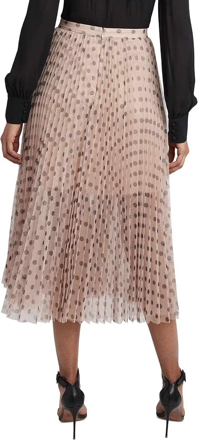 BCBGMAXAZRIA Women's Sheer Pleated a Line Midi Skirt