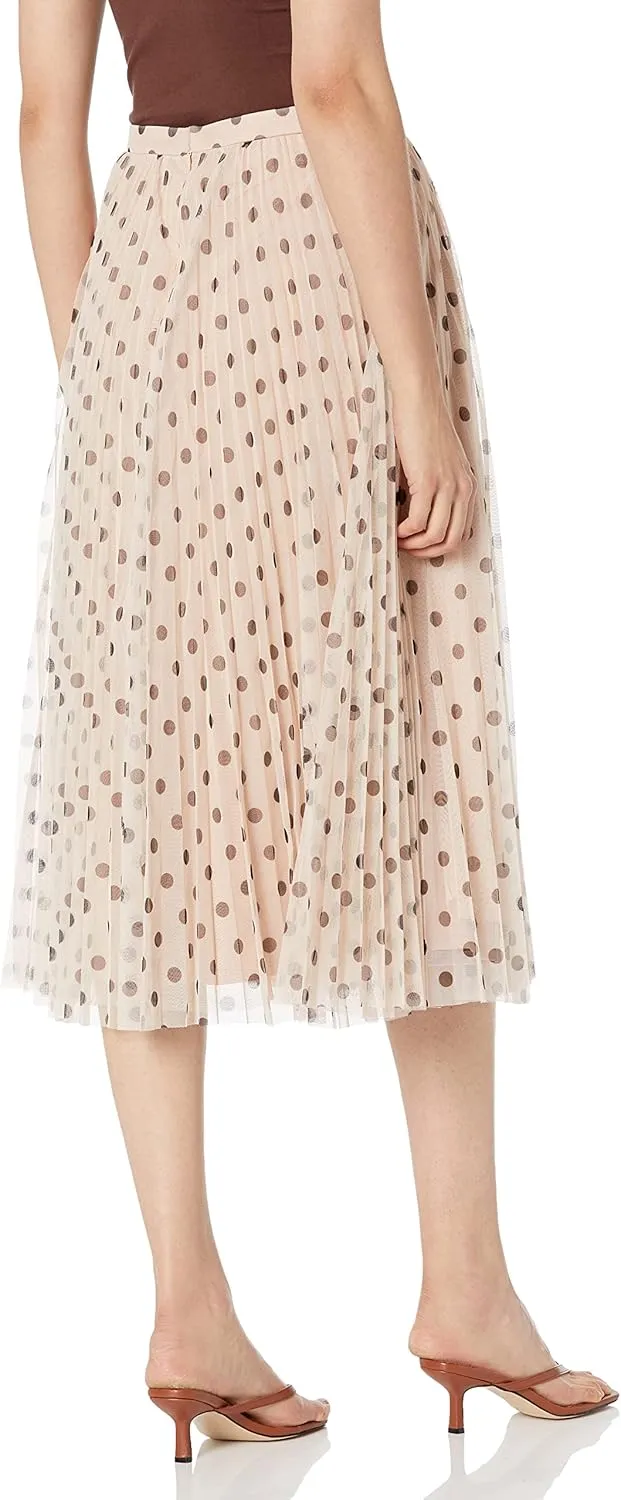 BCBGMAXAZRIA Women's Sheer Pleated a Line Midi Skirt
