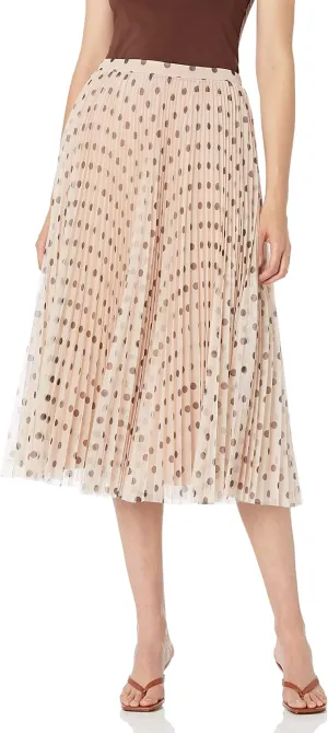 BCBGMAXAZRIA Women's Sheer Pleated a Line Midi Skirt