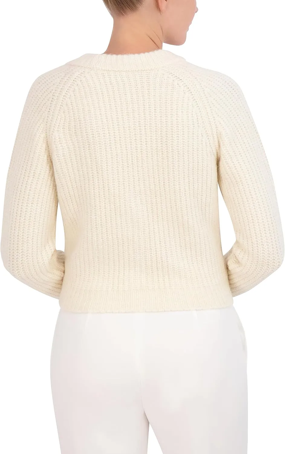 BCBGMAXAZRIA Women's V Neck Long Sleeve Raglan Cardigan with Front Snap Button Closure