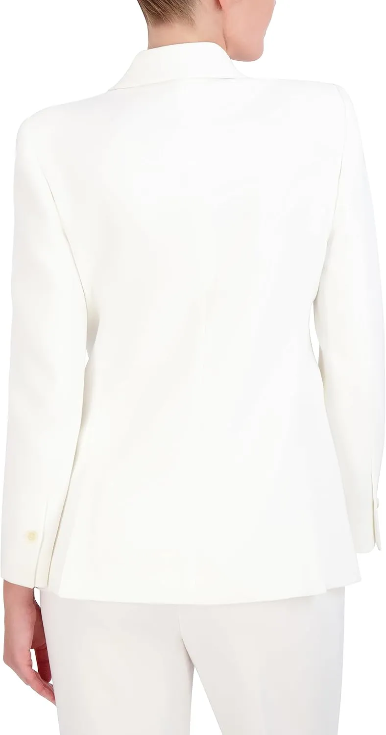 BCBGMAXAZRIA Women's V Neck Long Sleeve Straight Fit Blazer with Front Button Closure