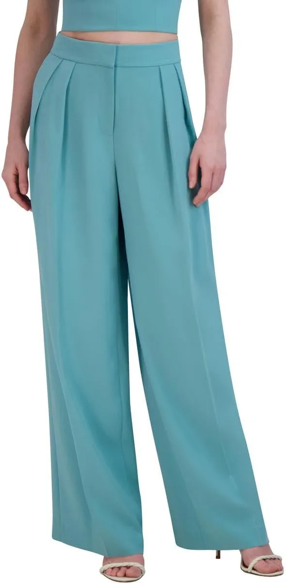 BCBGMAXAZRIA Women's Wide Leg Pants with Pleats