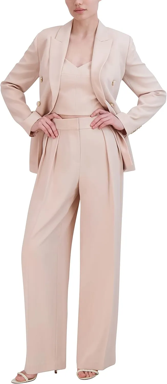 BCBGMAXAZRIA Women's Wide Leg Pants with Pleats