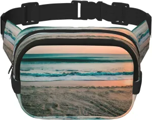 Beach Sunset Theme print Womens Fanny Pack Everyday Hip Pouch Waist Bag for Travel Outdoor Running Hunting for Adult