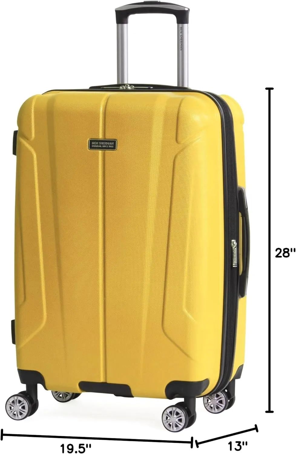 Ben Sherman Derby Spinner Travel Upright Luggage, Mustard, 3-Piece Set (20"/24"/28")