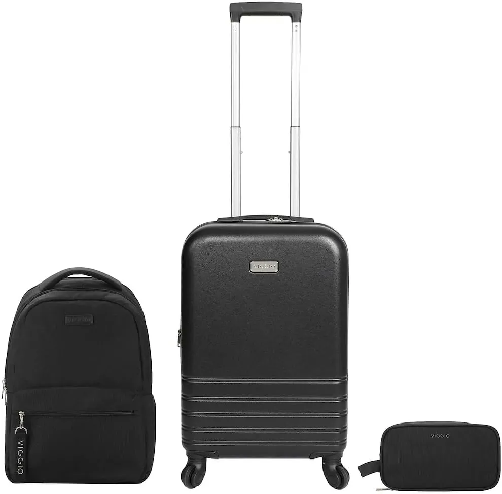 Bioworld Viggio 3-Piece Black Luggage Set