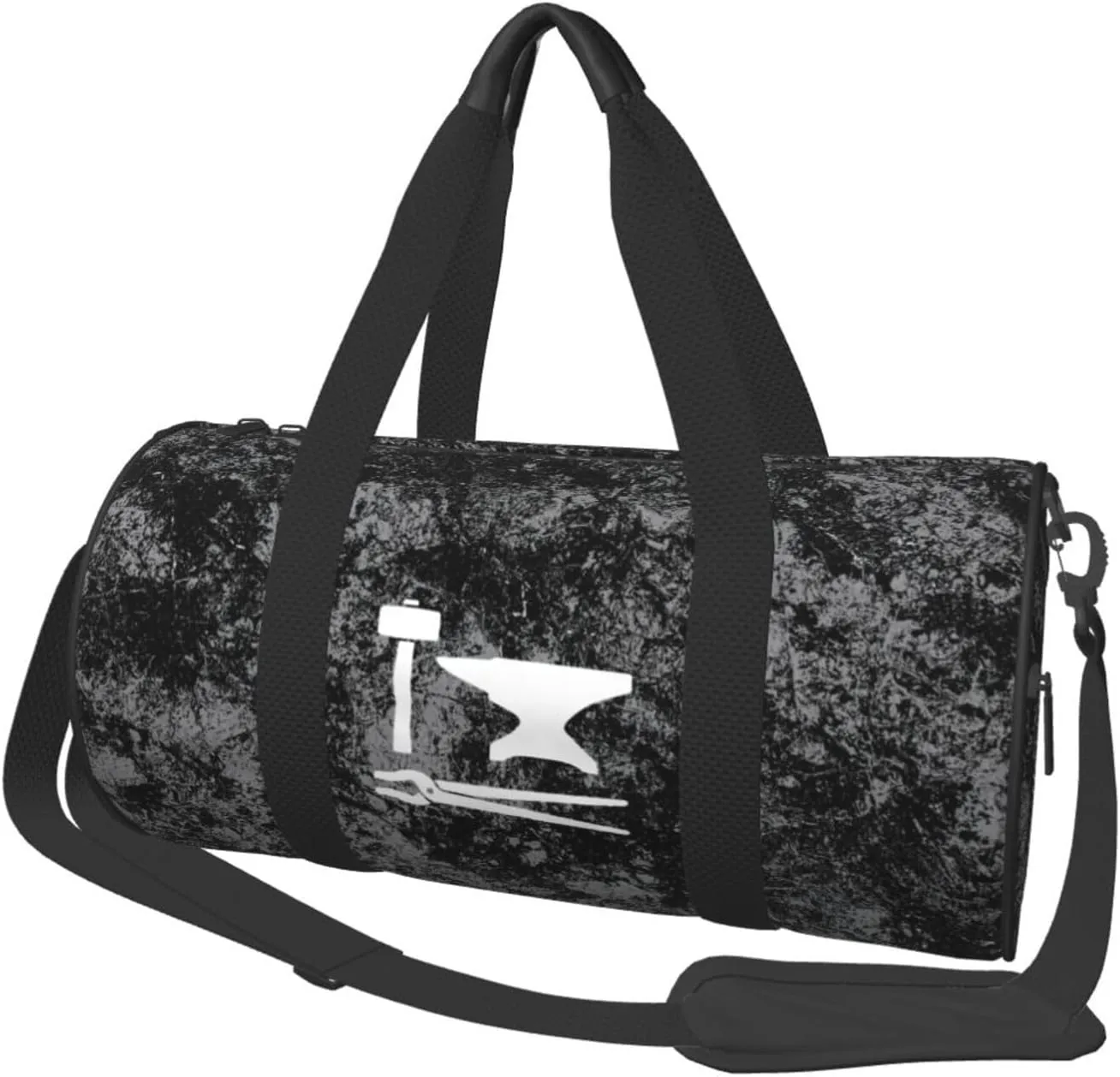 Blacksmith Hammer Logo Convertible Garment Bag with Shoulder Strap, Carry on Garment Duffel Bag for Men Women - Rolling Foldable for Travel Luggage Bags (Black)