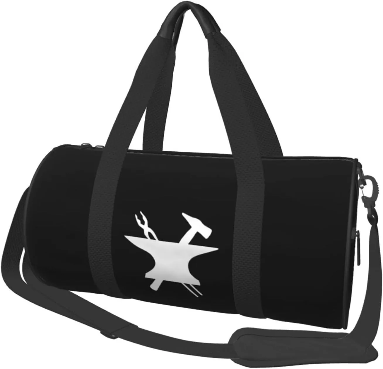 Blacksmith Hammer Logo Convertible Garment Bag with Shoulder Strap, Carry on Garment Duffel Bag for Men Women - Rolling Foldable for Travel Luggage Bags (Black)