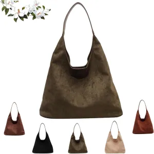 Brown Suede Bag Suede Shoulder Bag Suede Handbags Suede Hobo Bags for Women-Leather Suede Slouchy Tote Bag