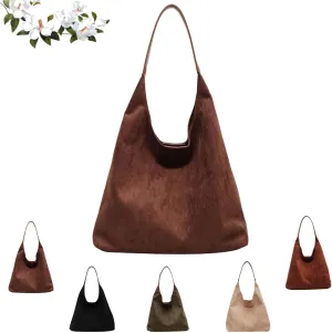 Brown Suede Bag Suede Shoulder Bag Suede Handbags Suede Hobo Bags for Women-Leather Suede Slouchy Tote Bag