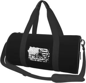 Bull Riding American Flag Convertible Garment Bag with Shoulder Strap, Carry on Garment Duffel Bag for Men Women - Rolling Foldable for Travel Luggage Bags (Black)
