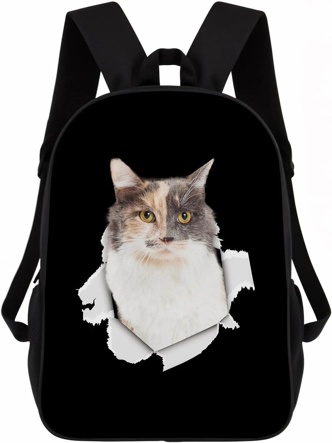 Calico Cats Backpack Daypack Lovely Dog Print Bookbag Laptop Bag For Work Travel Hiking 17 Inch Black Lightweight