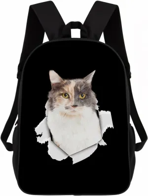 Calico Cats Backpack Daypack Lovely Dog Print Bookbag Laptop Bag For Work Travel Hiking 17 Inch Black Lightweight